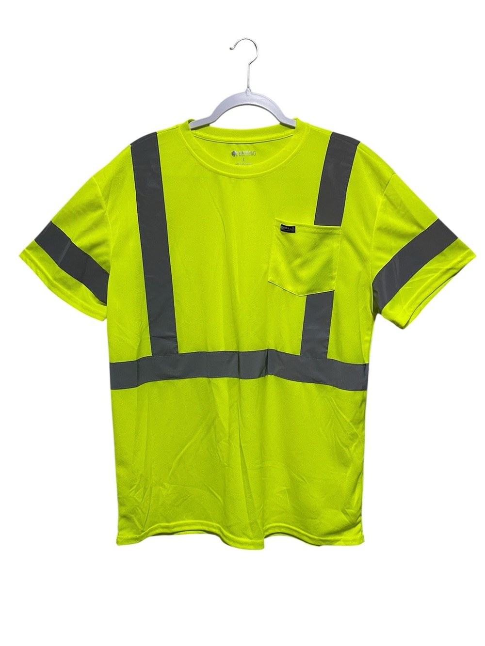 Buffalo Outdoors Class 2 High-Visibility Safety Shirt Neon Lime Pocket Size L